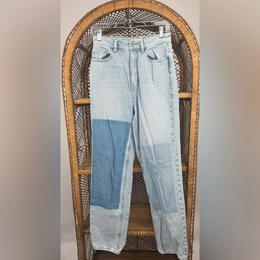 PacSun 90s Boyfriend Jeans Size 27 Light Wash Patchwork High Rise Baggy Denim - Picture 5 of 8